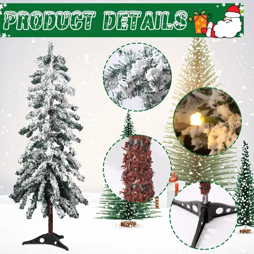 Vista 2 de Cinnvoice Árbol de Navidad artificial flocado de 3 piezas con luces LED