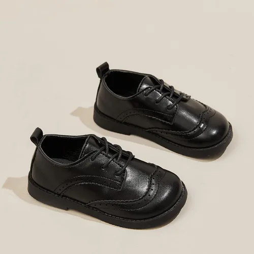 Vista 3 de Lennuoma Zapatos de vestir clásicos con cordones para la escuela y la comodidad de los niños para niñas (niñoniño pequeño), Negro