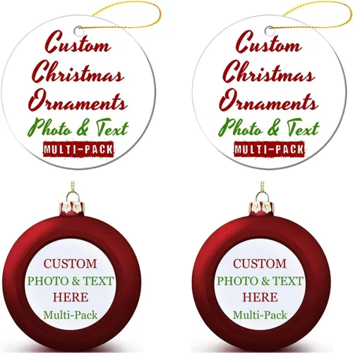 Vista 26 de Adornos de Navidad personalizados, texto fotográfico, haz tu propio adorno de cerámica de porcelana, regalo de recuerdos para decoración de Navidad