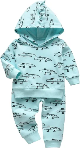 Vista 2 de Conjunto de sudadera con capucha y pantalones, de manga larga, con varios diseños, para bebé o niño
