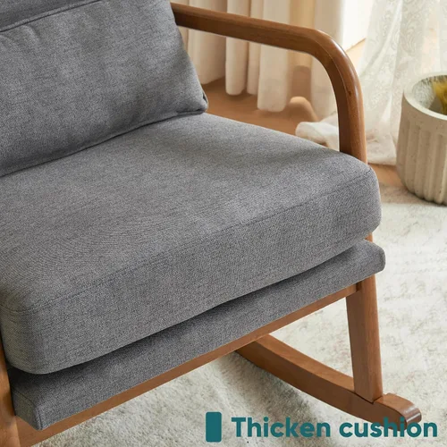 Vista 9 de JOYBASE Mecedora, silla mecedora para guardería, silla mecedora de enfermería, moderna y cómoda con respaldo alto para interiores, sala de estar