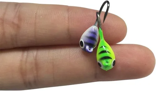 Vista 3 de Señuelos de pesca en hielo Señuelos de pesca de cebo de pesca Señuelos de metal de invierno 0.78"/0.06oz-12pcs