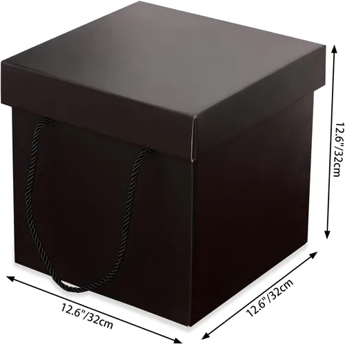Vista 2 de Caja de regalo extragrande con tapas y asa, caja de regalo plegable negra de 12.6 pulgadas para cumpleaños, fiestas, duchas, día de San Valentín