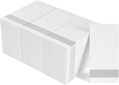 Vista 10 de LITOPAK Paquete de 100 toallas de invitados desechables, suaves y absorbentes, toallas de papel para invitados, para baños, fiestas, bodas o Plateado