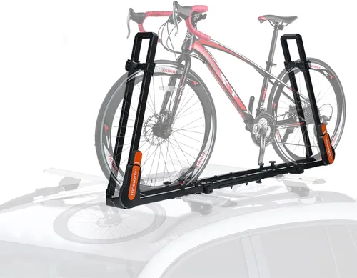 Vista 10 de TOOENJOY Soporte de bicicleta plegable para enganche, plataforma de transporte de bicicletas resistente con brazos duales, se ajusta a receptor