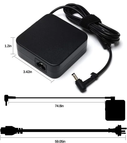 Vista 5 de Cable de alimentación adaptador de 90 W para monitor Asus Compatible con Rog Strix PG279Q PG279 PG279QZ XG27UQ PG259QN, TUF Gaming VG27AQ VG32VQR