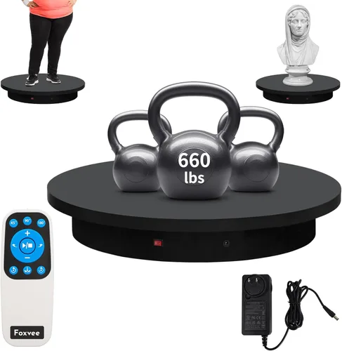 Vista 15 de Tocadiscos motorizados con control remoto, soporte giratorio motorizado resistente, plataforma giratoria ajustable de velocidad, tocadiscos