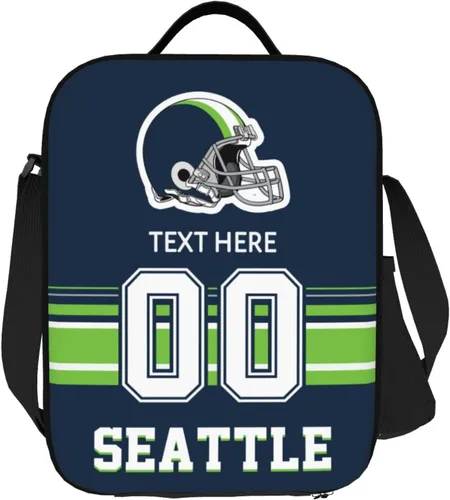 Vista 8 de Bolsa de almuerzo personalizada de Nueva Inglaterra, regalos para hombres, mujeres, fanáticos, con nombre y número personalizados, correas de hombro