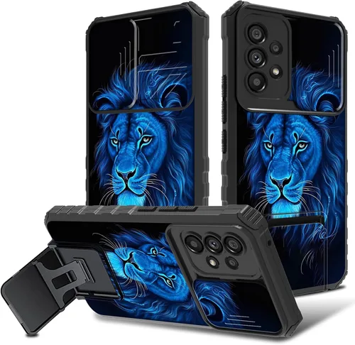 Vista 26 de Funda para Samsung Galaxy A53 5G con funda para cámara y soporte de soporte, resistente, a prueba de golpes, TPU funda protectora para Samsung Flor