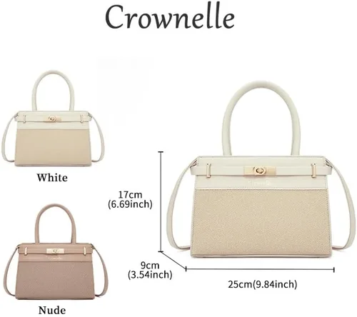Vista 6 de Elegante bolso con asa superior para mujer, bolso de lujo de moda 2025 con cerradura de metal, hombro y bolso cruzado