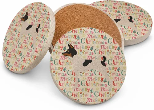 Vista 27 de AIDI Atlas Mountain Dog Merry Christmas - Posavasos grandes de piedra arenisca, paquete de 4