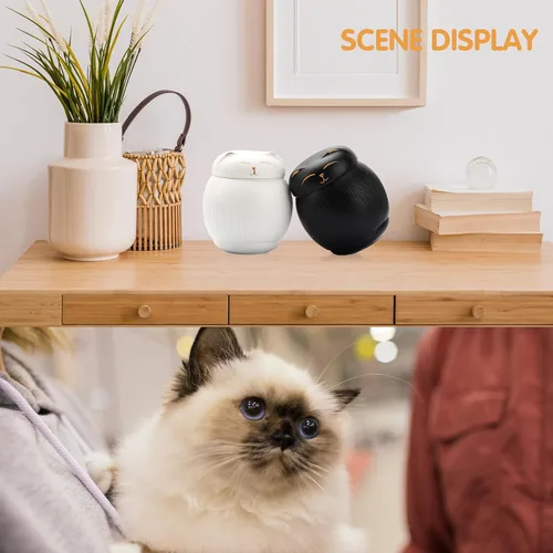 Vista 5 de Urna de cerámica para gatos para cenizas - Caja conmemorativa Negro