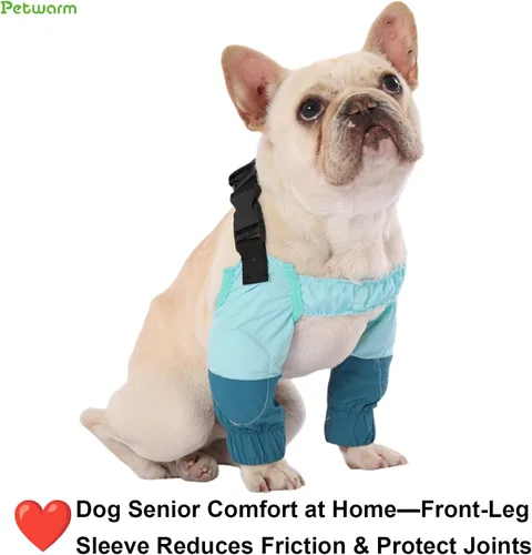 Vista 4 de PetWarm Fundas para patas de perro, impermeable, protector de codo y rodilla de recuperación, par antilamidas para perros pequeños, protección Azul