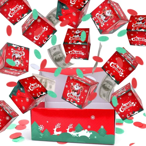 Vista 11 de BABORUI Caja de dinero de cumpleaños para efectivo, caja de explosión sorpresa de feliz cumpleaños con confeti, caja de regalo explosiva