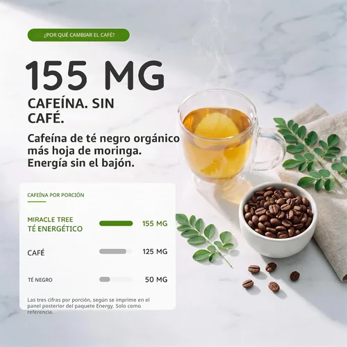 Vista 3 de Miracle Tree 's Energizing Moringa Infusion - Chai Mezcla súper cafeína Alternativa de café saludable, perfecta para concentrarse Certificado