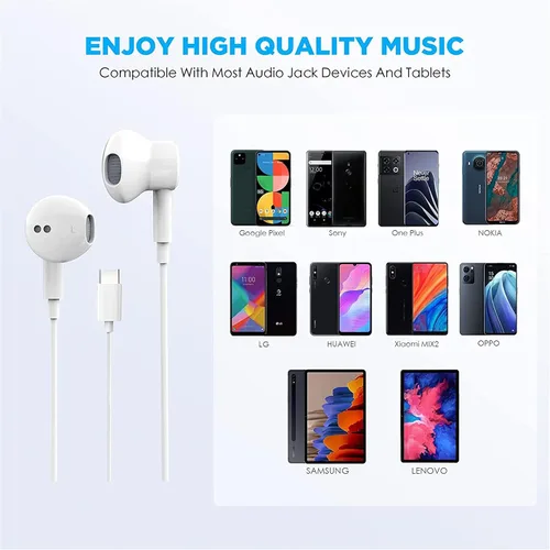 Vista 6 de Auriculares USB C para iPhone 16 15 Auriculares USB C con cable con micrófono y control remoto con cancelación de ruido para iPhone 16 pro, iPad