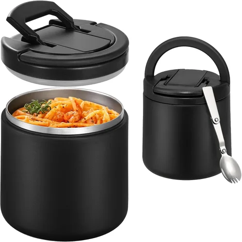 Vista 11 de Itslife Termo de sopa aislado al vacío de 13.5 onzas para alimentos calientes, recipiente de almuerzo para niños con tapa de hebilla a prueba