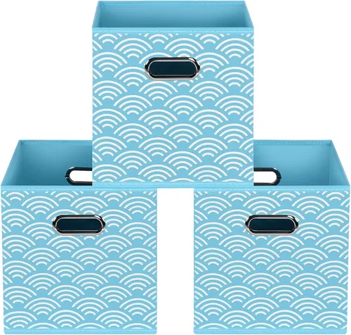 Vista 51 de Yunkeeeper - Contenedores de almacenamiento, cubos organizadores de tela con asa, cubos plegables para almacenamiento de tela o accesorios, 11 x 11