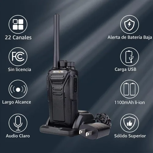 Vista 5 de Retevis Walkie Talkies RT27, radio bidireccional con micrófono de altavoz de hombro, radios de 2 vías de largo alcance, base de carga USB, alarma
