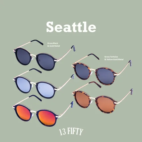 Vista 5 de 13Fifty Seattle - Gafas de sol unisex polarizadas redondas de metal - Múltiples opciones
