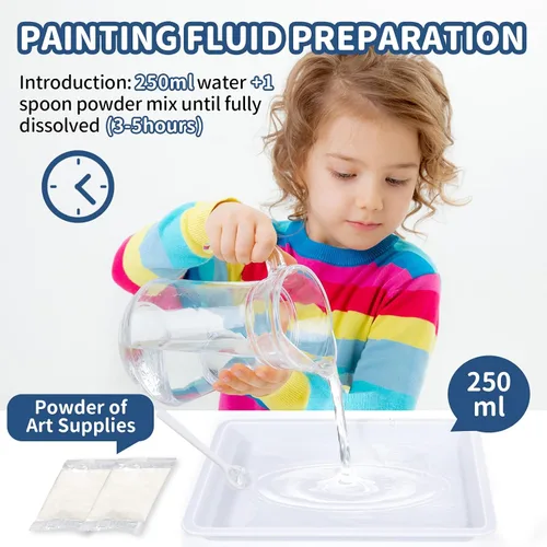 Vista 3 de Ci Vetch Kit de pintura de mármol de agua para niños, artes y manualidades, no tóxico, de 3 a 12 años, incluye 6 colores, 10 hojas, herramientas, 12