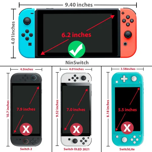 Vista 2 de TJS Case for Nintendo Switch Model 2017 6.2'', with 2 Pack Tempered Glass Screen Protector Hard Travel Carrying Case Shell Carry Pouch (Blue)