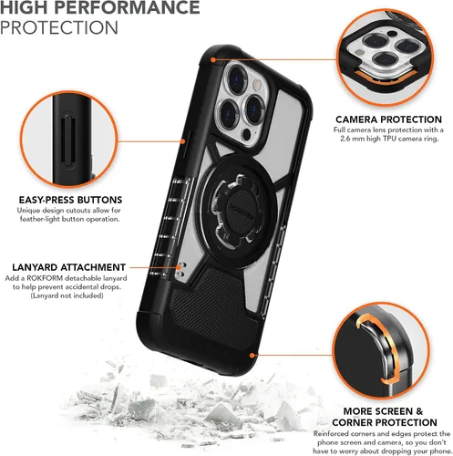 Vista 2 de Rokform - Funda de cristal para iPhone 13 Pro + soporte de aluminio para teléfono RokLock