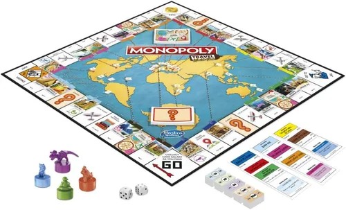 Vista 4 de Hasbro Gaming Monopoly Travel World Tour Juego de mesa de estrategia para familias y niños, juego clásico con giro geográfico, incluye tablero