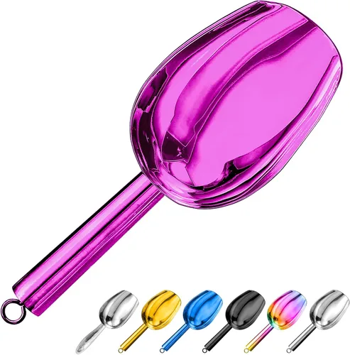 Vista 10 de Cuchara de hielo de metal de 3 onzas, pequeña cuchara de hielo de acero inoxidable para máquina de hielo, cubeta de hielo, cocina, congelador, bar