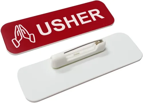 Vista 10 de Usher - Placa de identificación de 1 x 3, color negro, manos orantes (paquete de 3)