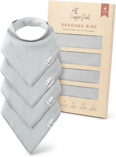 Vista 29 de Copper Pearl Baberos tipo bandana para bebé, paquete de 4 baberos de algodón suave para babear y dentición, absorbentes, ajuste ajustable, muchos