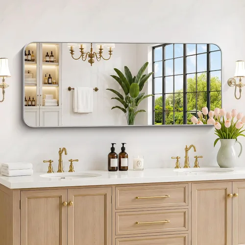 Vista 27 de DESBING 16"x20" Bathroom Mirror for Over Sink, Black Framed Wall Mirror Negro