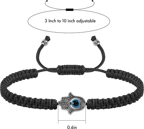 Vista 2 de VIBILIA Pulseras contra el mal de ojo para mujeres y hombres, hechas a mano, trenzadas, de buena suerte, cuerda de cuerda, hilo de amistad, cuerda