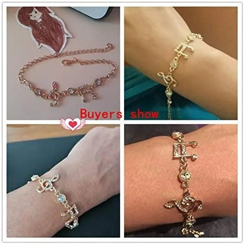 Vista 6 de Regalos de joyería de lujo pulsera de notas musicales de color dorado pulsera con dije de circonita de cristal para mujer