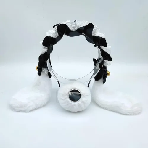 Vista 5 de Faylay Cosplay Girl - Diadema de peluche con orejas de conejo, accesorio para la cabeza