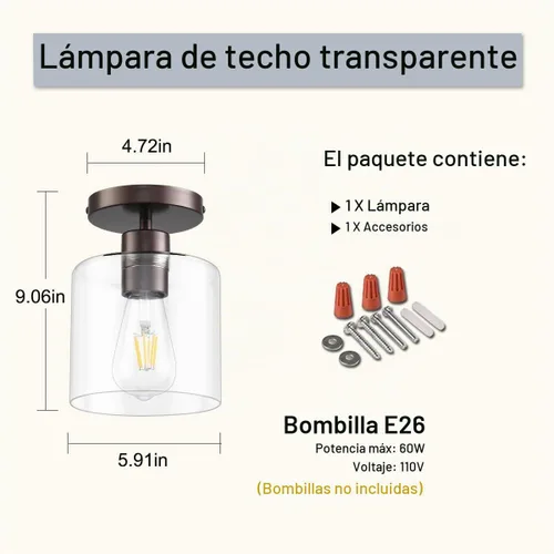 Vista 7 de Lámpara de techo semiempotrada de bronce aceitado, moderna lámpara de techo de granja para armario, pasillo, entrada, lámpara de pasillo, lámpara