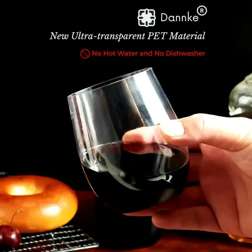 Vista 4 de 48 copas de vino de plástico sin tallo, vasos de fiesta desechables transparentes de 12 onzas para fiestas, vasos de vino