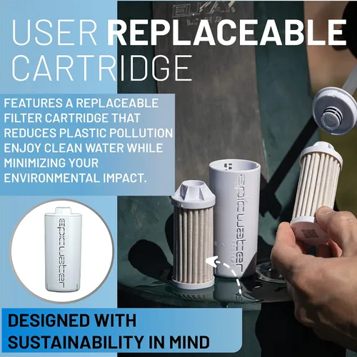 Vista 3 de Epic Water Filters Vostok Botella de agua aislada al vacío con filtro, fabricada en Estados Unidos, sin BPA, elimina el 99,9% de los contaminantes