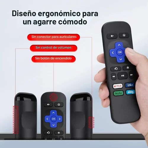 Vista 4 de Mando a distancia de repuesto para Roku Box/Express/Premiere-NO para Stick