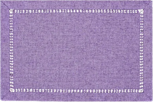 Vista 4 de Grelucgo Servilletas rústicas de granja sólidas con vainica, color lavanda lila y morado claro (12 x 12 pulgadas (juego de 4)