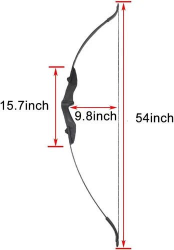 Vista 2 de Arco para caza o práctica de objetivo con pestaña de dedo, mano izquierda y derecha, arco para principiantes (54")