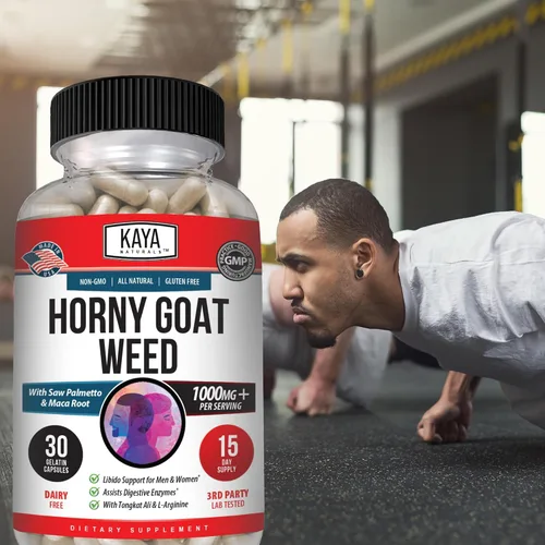 Vista 8 de Kaya Naturals Horny Goat Weed para hombres y mujeres, complejo de 1560 mg con maca, palma enana americana, ginseng, suplemento de vitamina