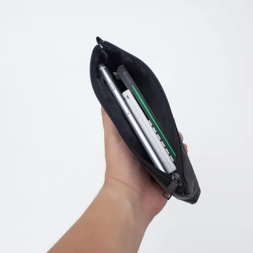 Vista 4 de Bolsa de dinero con cremallera, nailon, negro, unisex para adultos