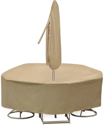 Vista 9 de Protective Covers Juego de mesa de patio resistente a la intemperie y funda para silla de respaldo alto, 60 pulgadas, mesa redonda, gris