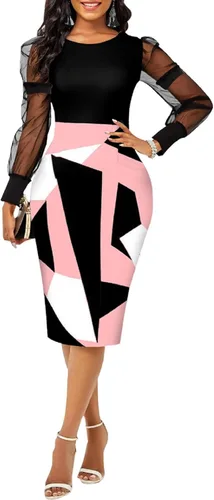 Vista 6 de IbuduSexy Women 2024 Summer Casual Bodycon Dresses Elegant Plus Size Midi Work Dresses