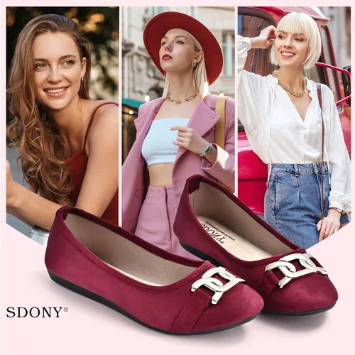 Vista 6 de Zapatos de ballet para mujer, cómodos zapatos planos casuales para caminar, conducir, elegantes