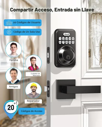 Vista 2 de Zowill - Juego de cerradura electrónica de puerta de entrada delantera sin llave con 2 manijas, con teclado, bloqueo automático, contraseña
