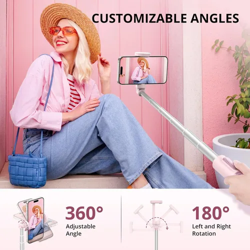 Vista 8 de ATUMTEK Trípode selfie stick de 55", trípode extensible todo en uno de aluminio para teléfono con control remoto Bluetooth recargable para iPhone