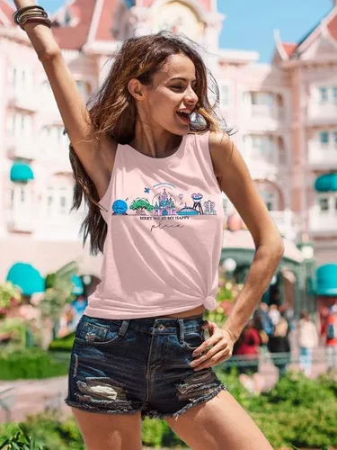 Vista 3 de FASHGL Magic Kingdom - Camiseta sin mangas para mujer, con texto en inglés "May The Magic Be with You", camiseta sin mangas con gráficos