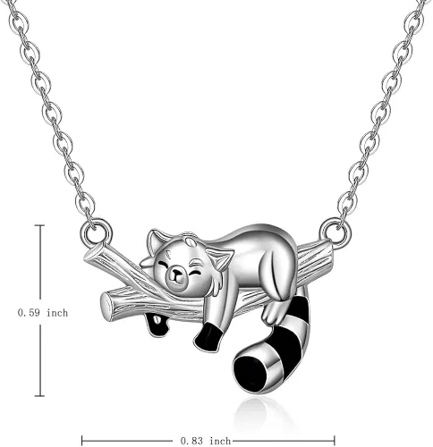 Vista 7 de LOVGIFSET Fox Cow Red Panda Necklace Sleeping Fox Animal Necklaces Rose Gold S925 Sterling Silver Necklace for Women I Love You to The Moon and Back